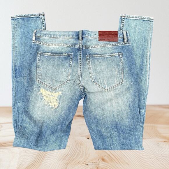 All Saints Distressed Patched Casey 8.5" Rise Straight Fit Jeans Sz 27 Festival - Picture 3 of 7